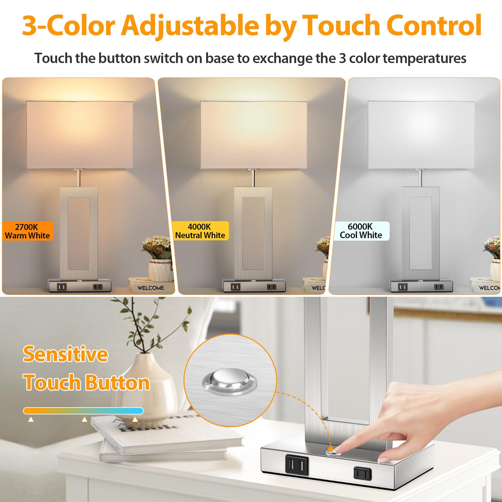 Kondras 3CCT lighting options showing warm, neutral, and cool ambients for any task.