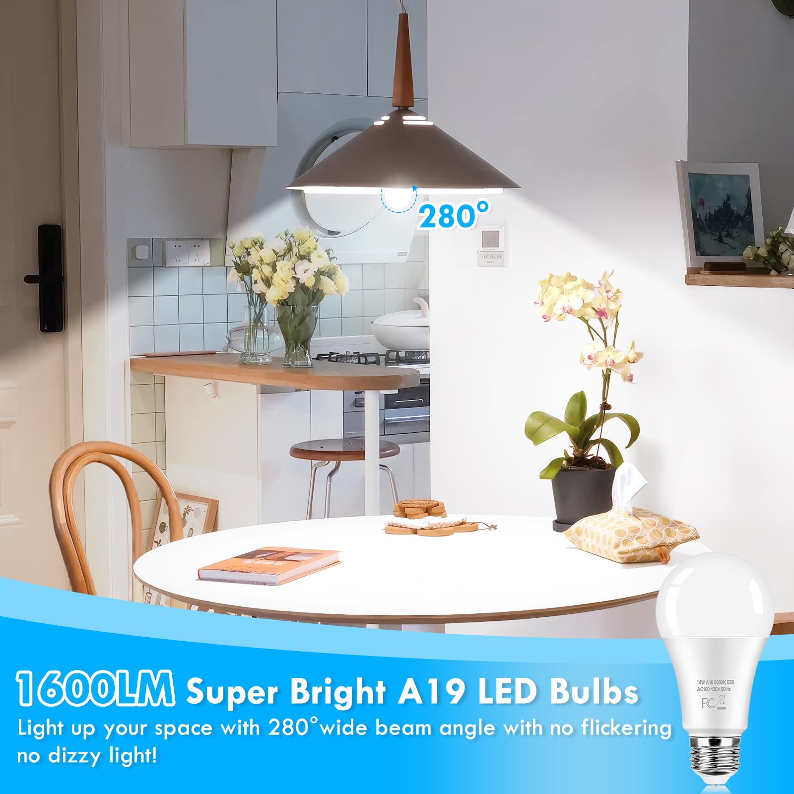 Kondras 5000K daylight white LEDs create natural-looking light in any room.