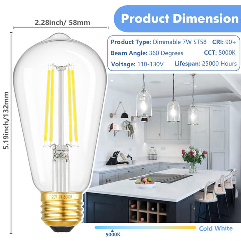 Kondras 60W equivalent Edison bulb provides bright 360 degree illumination for living spaces