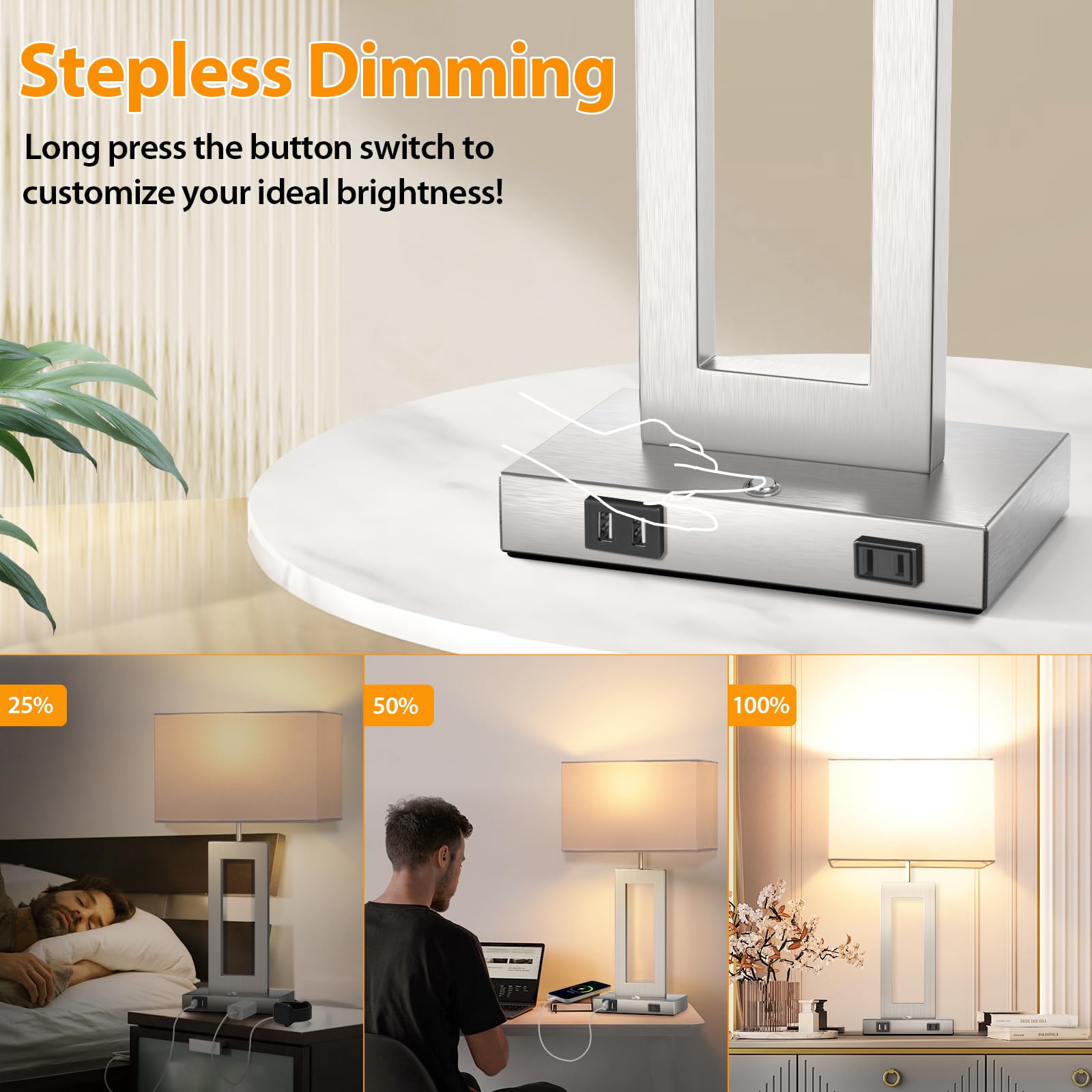 Kondras dimmable base touch-control highlight ease of brightness adjustment.