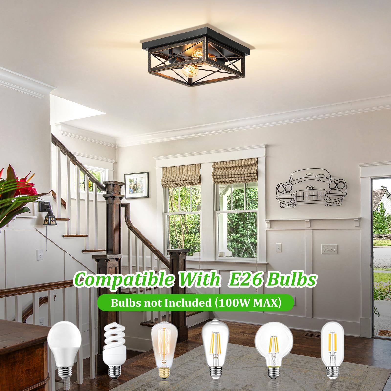 Kondras dimmable-capable with E26 bulbs for mood lighting.