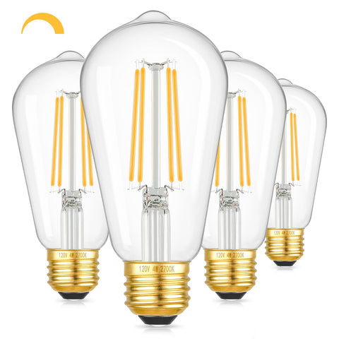 Kondras dimmable vintage LED Edison bulbs ST58 clear 2700K for cozy ambience