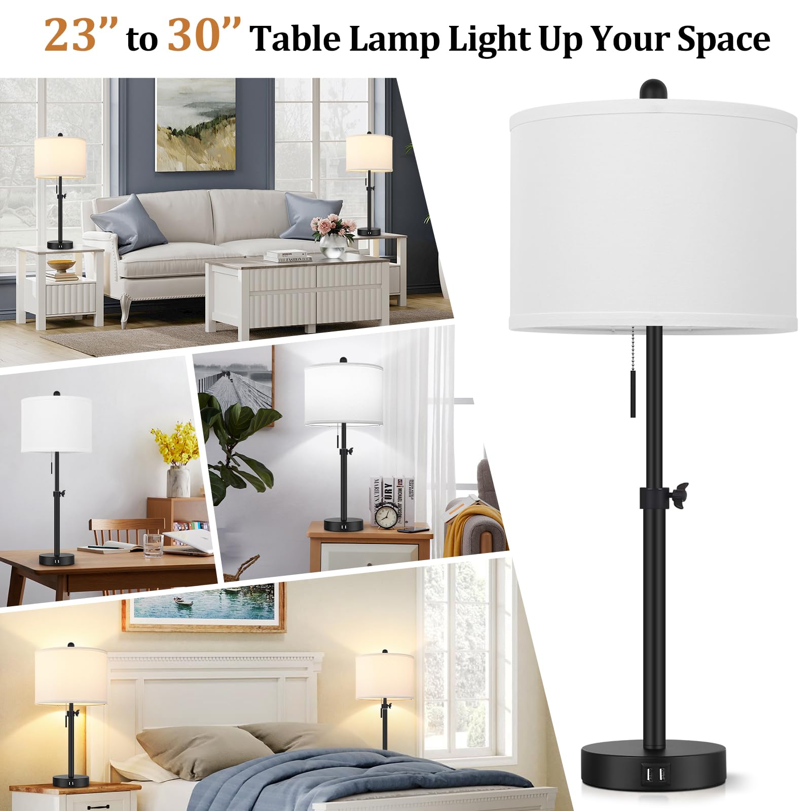 Kondras height range 23-30 inches lamp adapts to your space.
