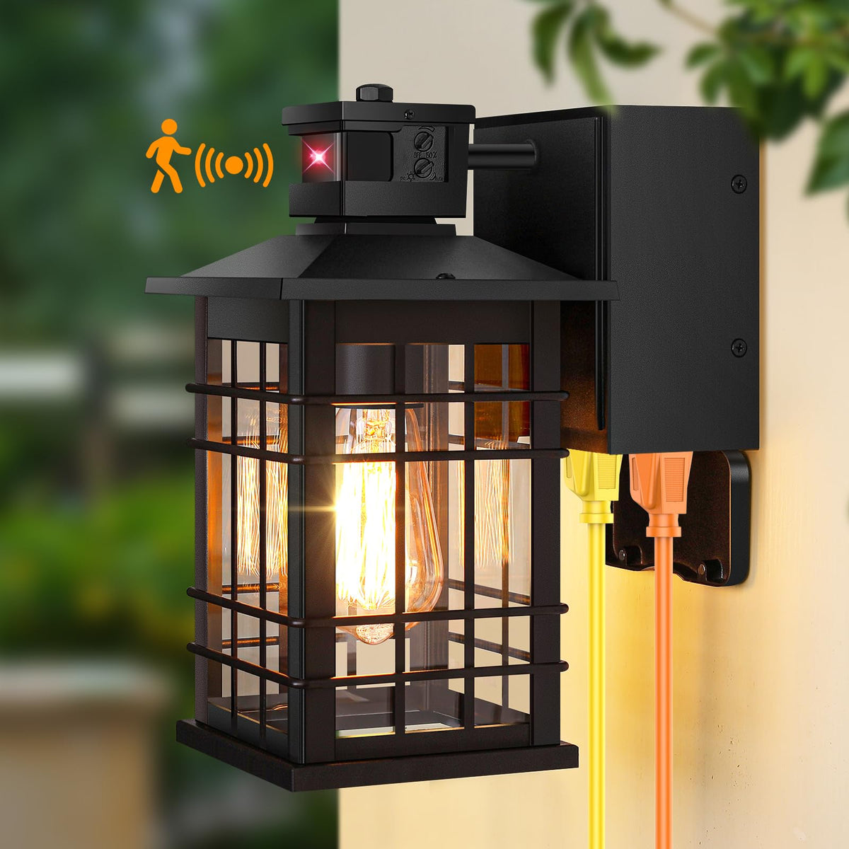 Kondras motion sensor porch light with GFCI outlet for outdoor power needs