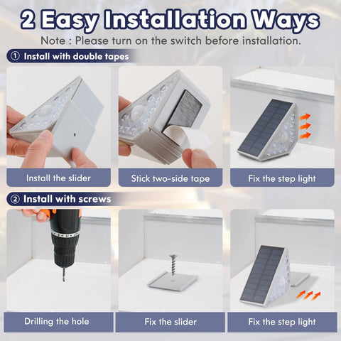 Kondras 8-pack lights, double-sided tape or screws, easy installation.