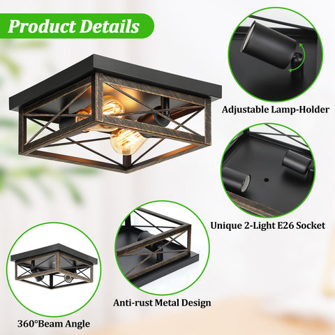 Kondras integrated flush mount 2-light, easy 2-step install.