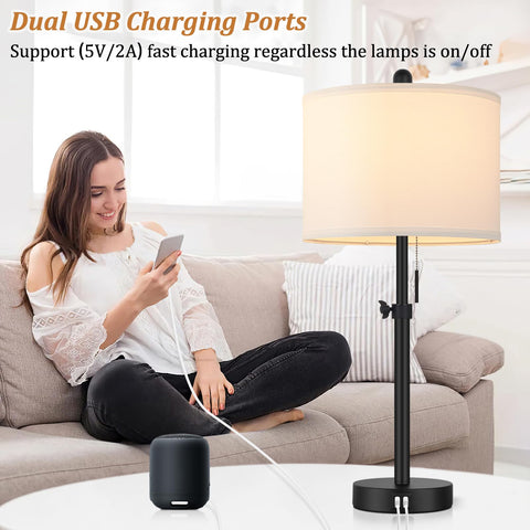 Kondras pull-chain bedside lamp for easy on-off control.