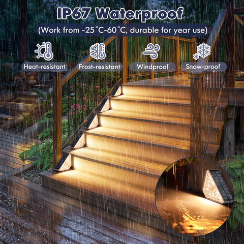 Kondras solar stair lights, sun charging, long runtime up to 12 hours.