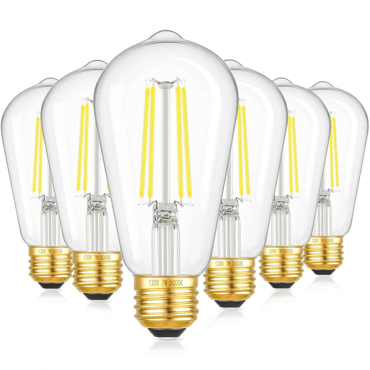 Kondras ST58 7W dimmable LED bulb with clear glass for vintage style lighting and energy efficiency