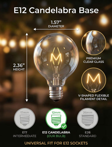 Close-up of Konictom G40 clear globe bulb highlighting glass and warmth