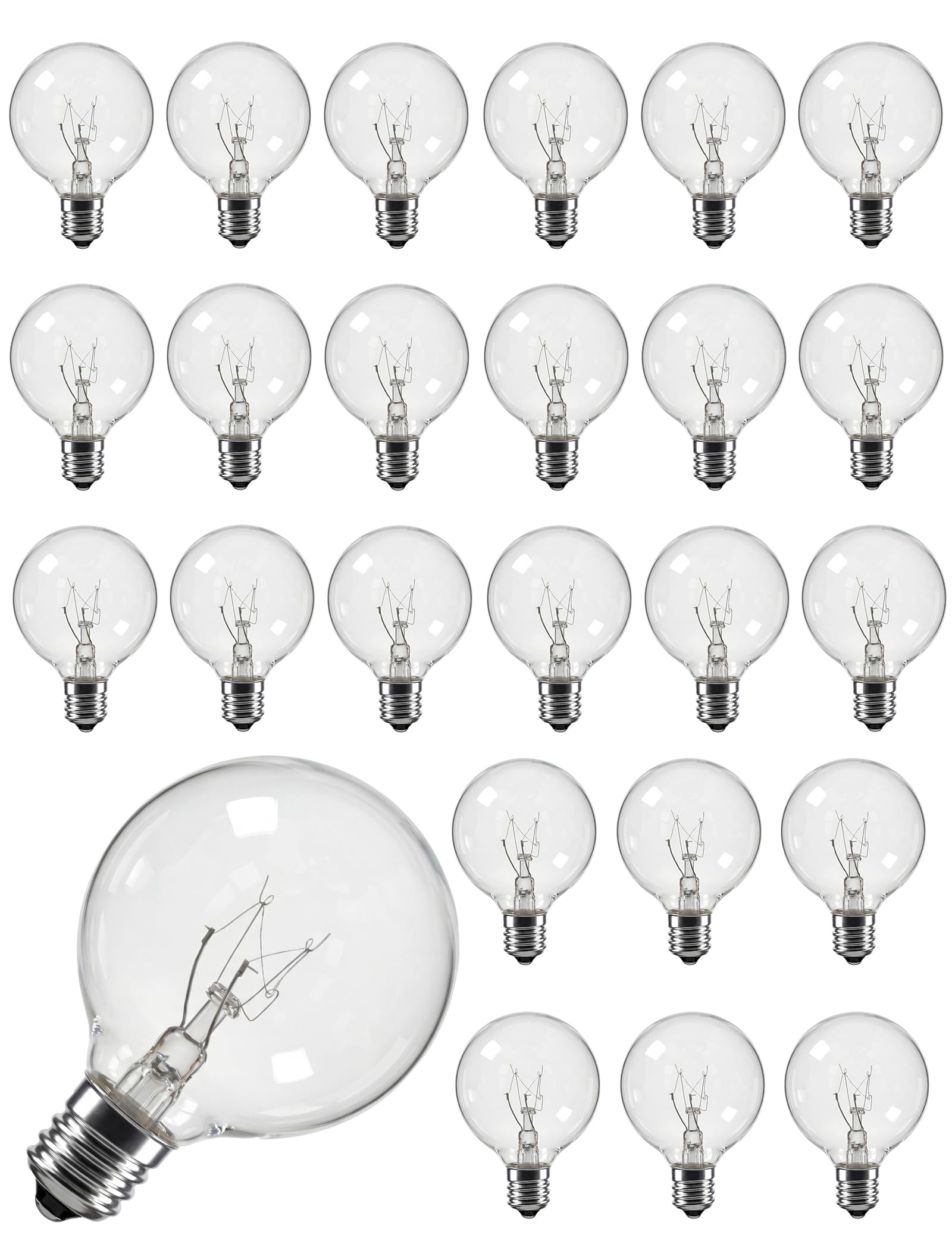 Konictom G40 clear globe bulb pack showing 25 warm bulbs for string lights