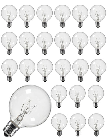 Konictom G40 clear globe bulb pack showing 25 warm bulbs for string lights