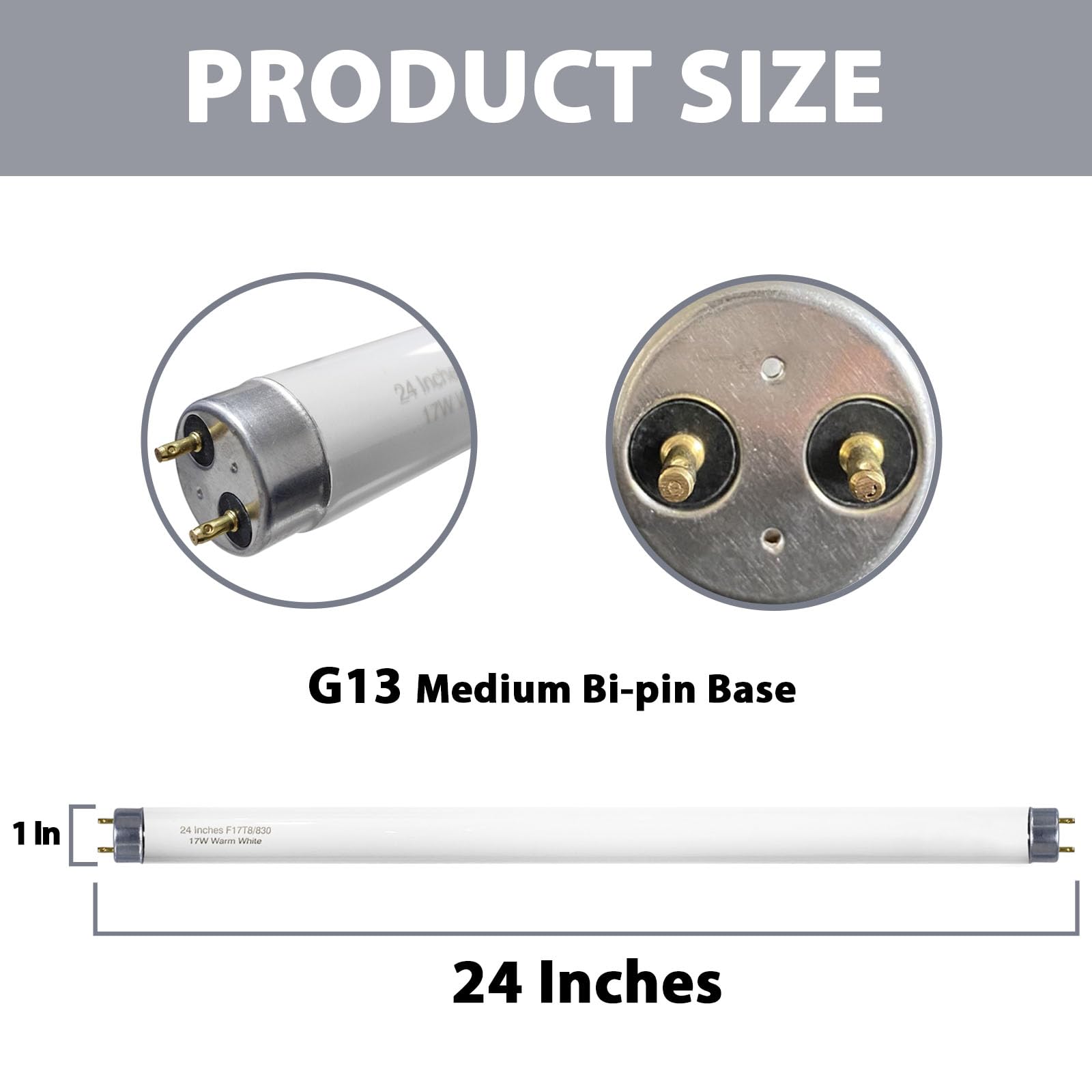 Konideke 24-inch bulb replacement compatible with instant-start fixtures.