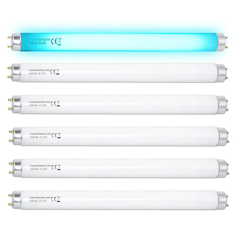 Konideke 365nm T8 bulb close-up highlighting UV fluorescence for crafts.