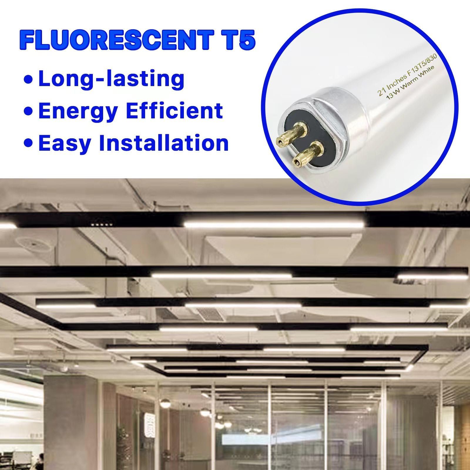 Konideke 8-pack 21-inch T5 bulbs delivering bright task lighting at 800 lm