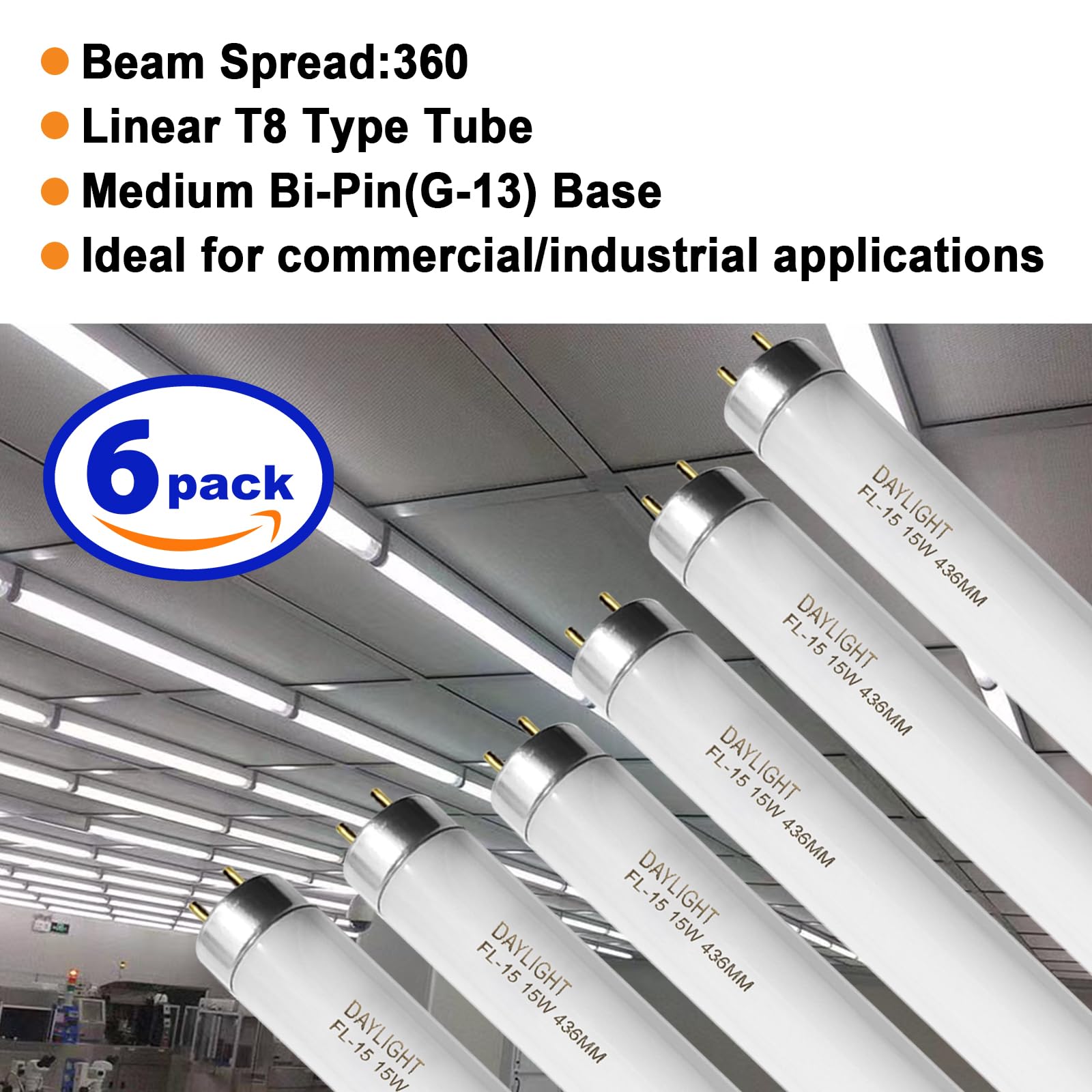 F15T8/DL tube uses a G13 bi-pin base for quick installation.
