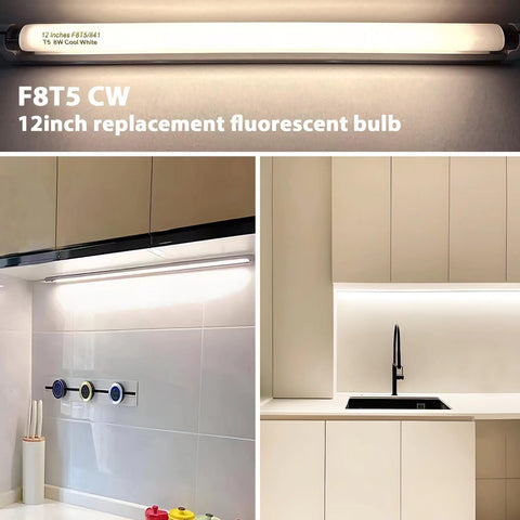 Konideke F8T5 CW 12-inch bulb for patio lighting with bright white output.