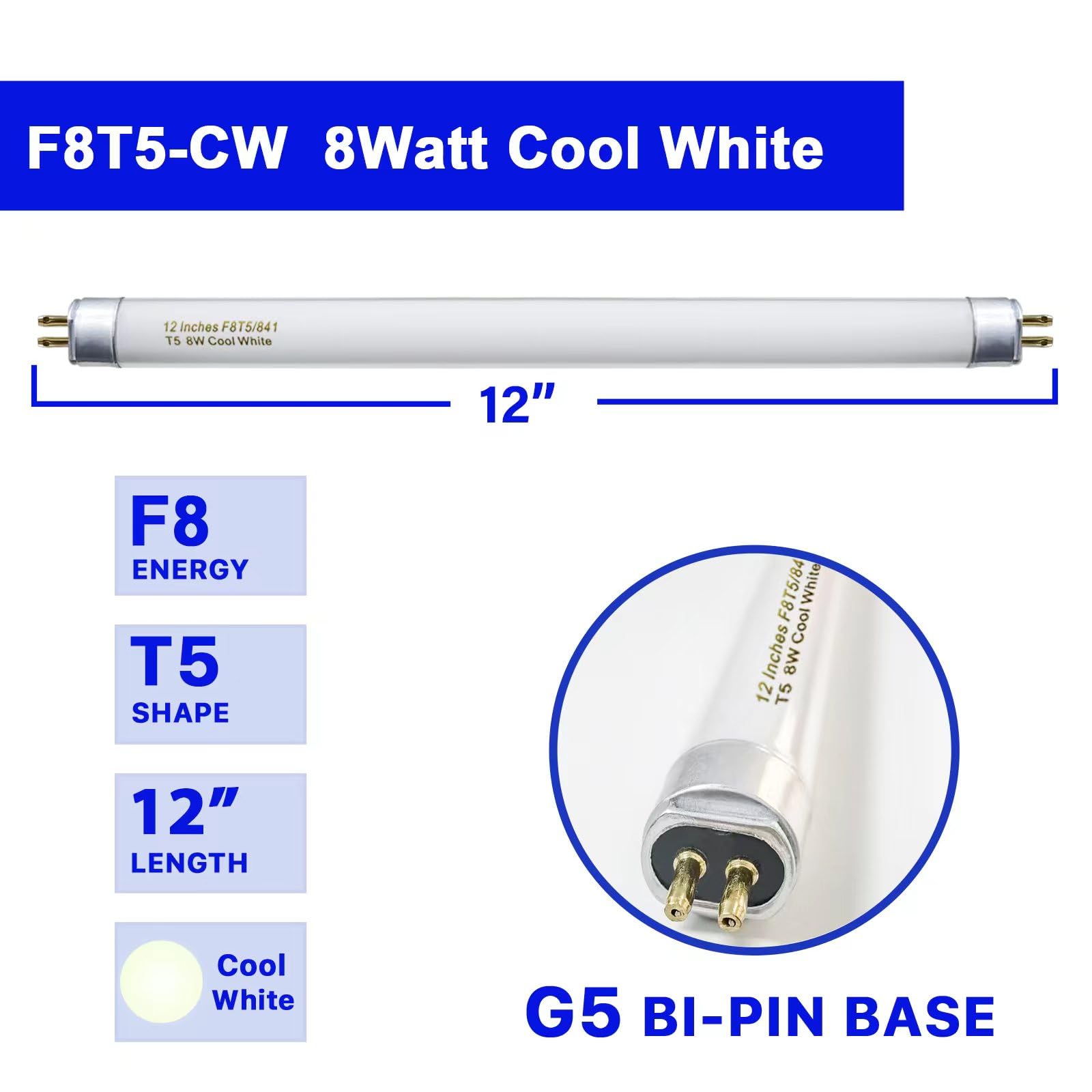 Konideke F8T5 CW 12-inch bulb in a closet lighting setup with clear color rendering.