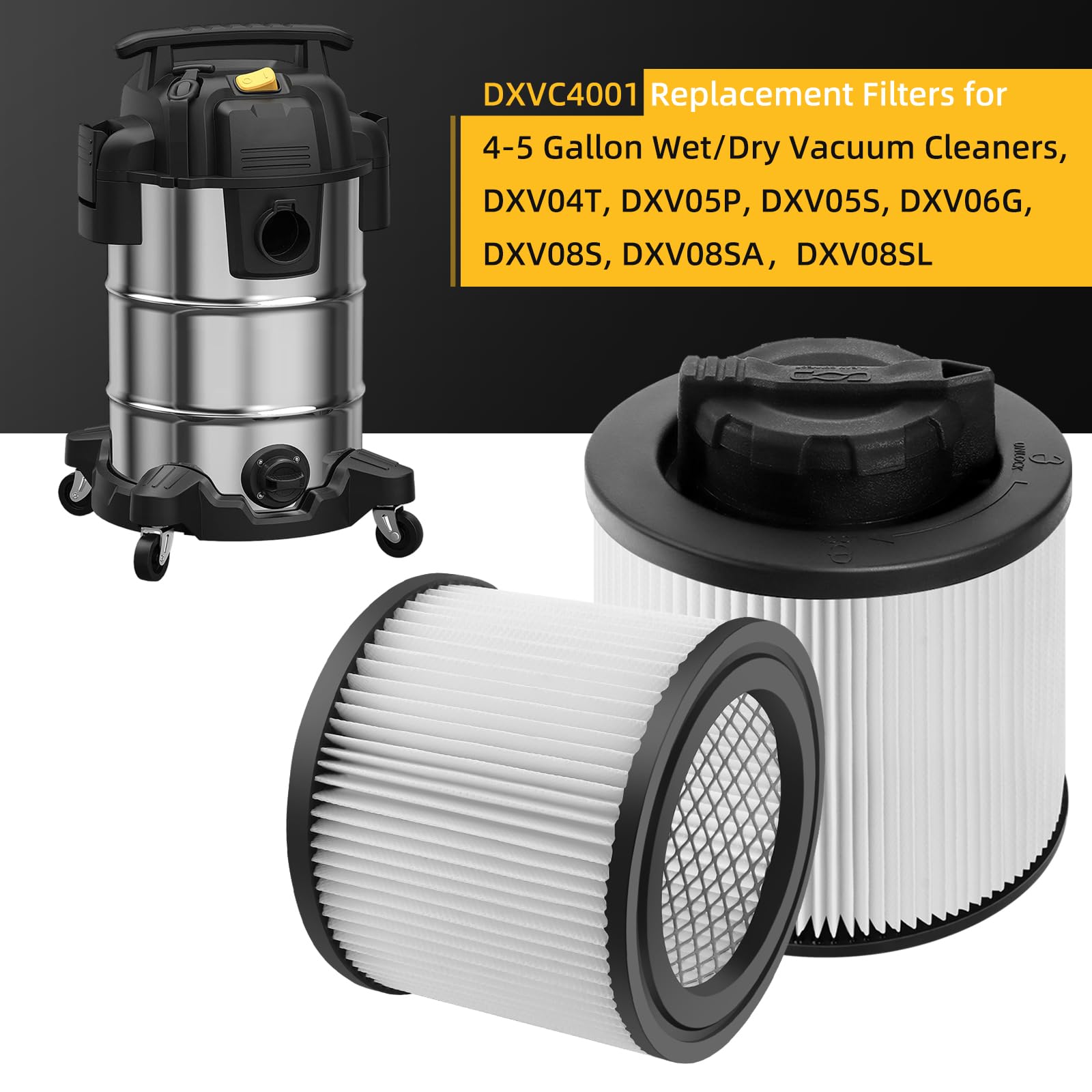 KONIGEEHRE DXVC4001 compatible with DEWALT wet/dry vacuums for easy maintenance