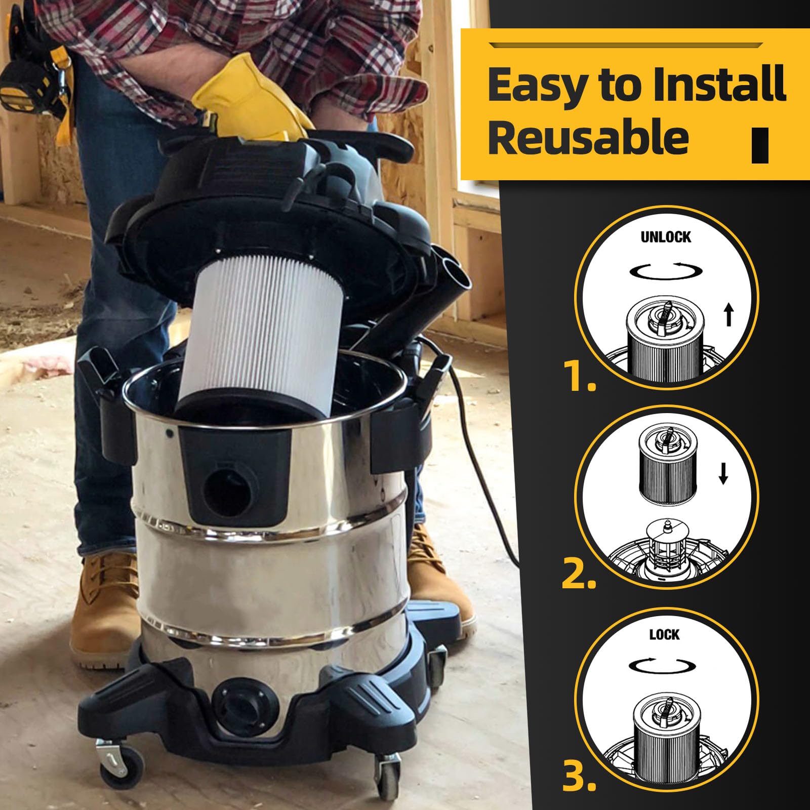 Easy installation and removal of KONIGEEHRE DXVC4001 cartridge filters