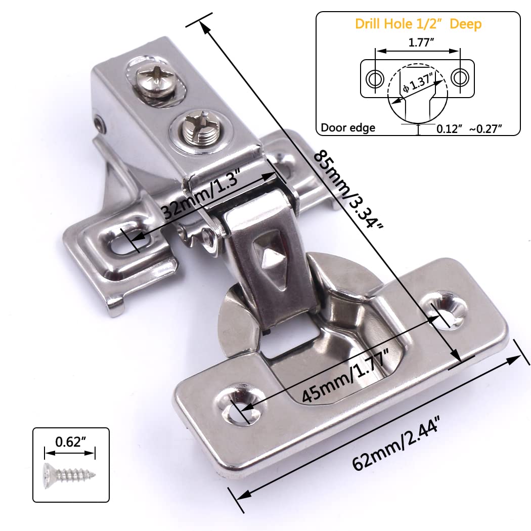 KONIGEEHRE hinge with 100-degree opening for easy access.