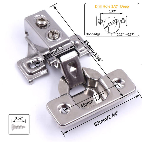 KONIGEEHRE hinge with 100-degree opening for easy access.