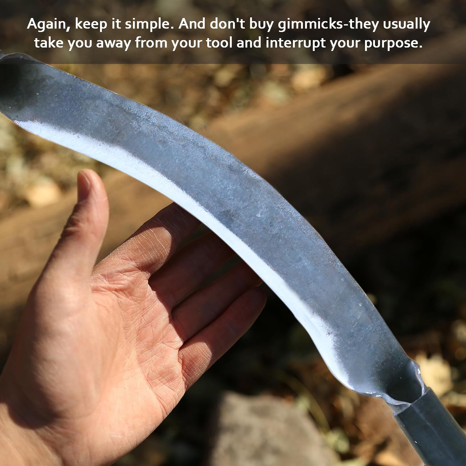 Konload curved blade fits diameters up to 20 inches for easier bark peeling.
