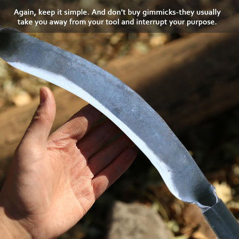 Konload curved blade fits diameters up to 20 inches for easier bark peeling.