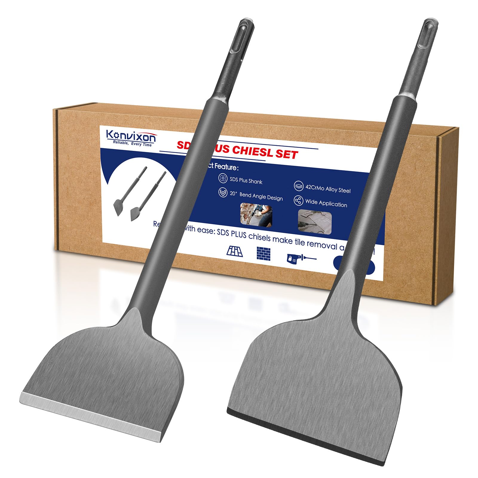 Konvixon flat SDS Plus chisel for fast tile removal