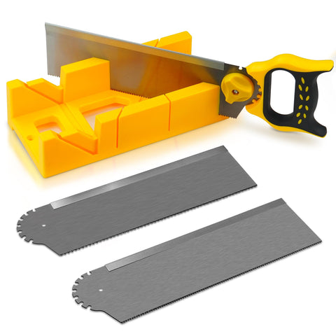 Konvixon miter box saw set with extra-wide body enables heavy-duty crosscuts.