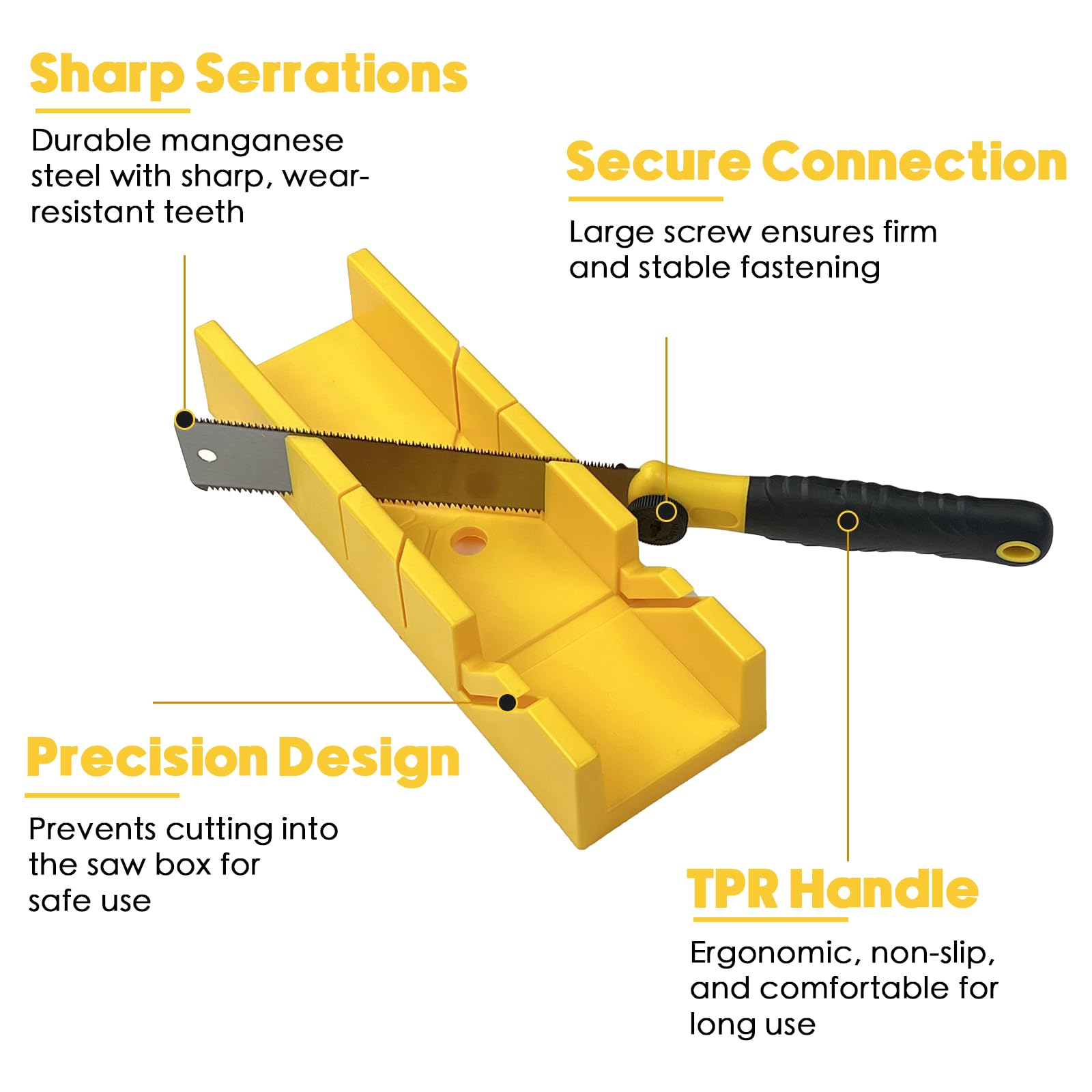 Konvixon mitre box with handle for steady, accurate cuts