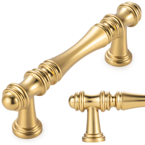 KOOFIZO 10-pack 3-inch brushed gold kitchen cabinet handles for a timeless update.
