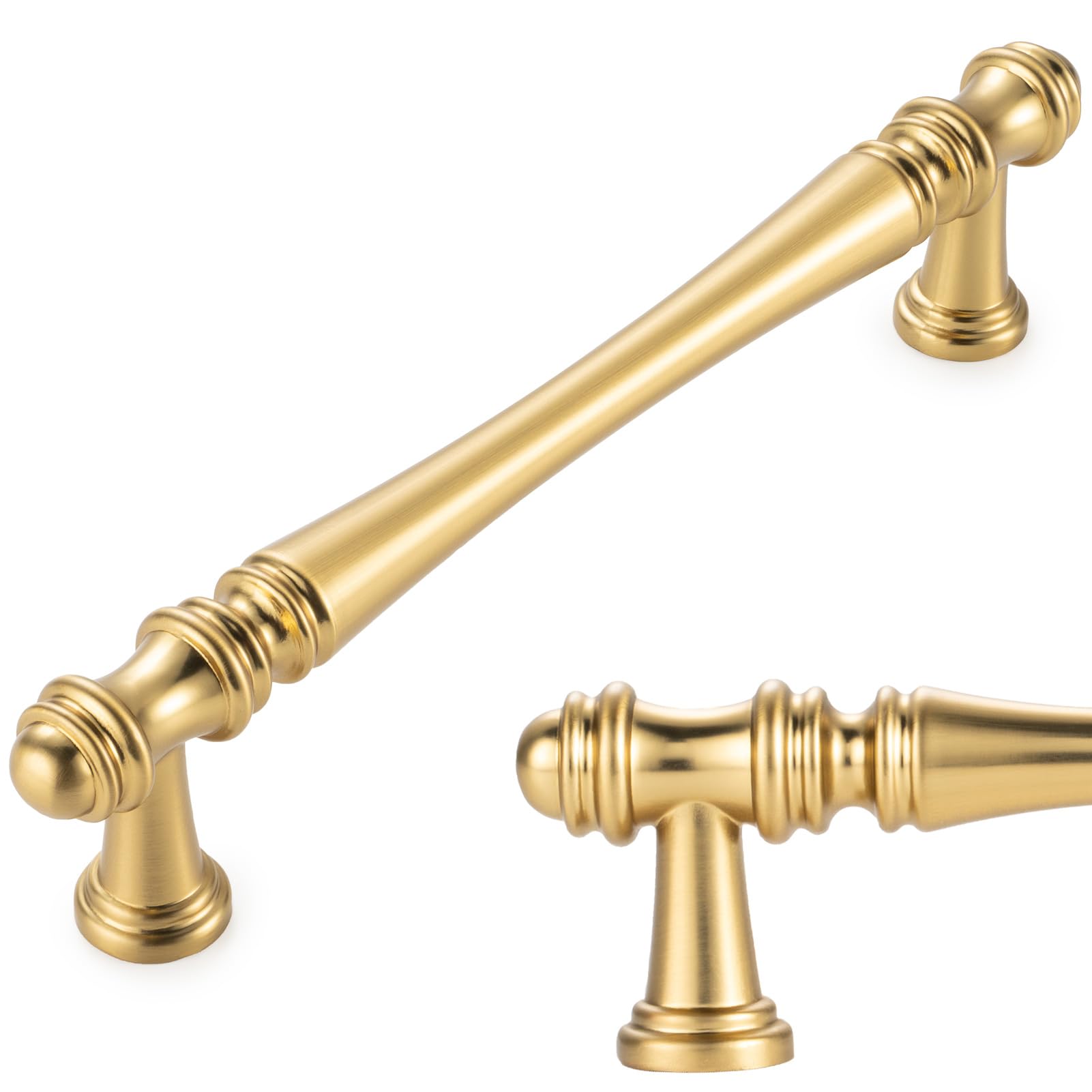 KOOFIZO brushed gold cabinet handle 5-inch offers timeless style and easy grip.