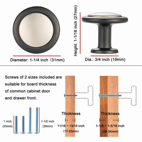 KOOFIZO round cabinet pulls 1-1/4 inch for versatile drawers