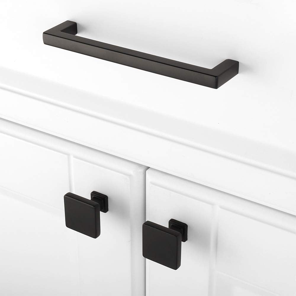 KOOFIZO square cabinet pulls with 25mm and 38mm screws for easy universal installation.