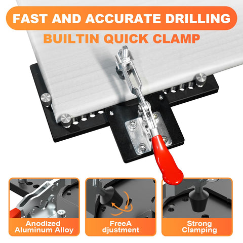 KOONE dust vacuum adapter keeps the workspace clean during hinge drilling