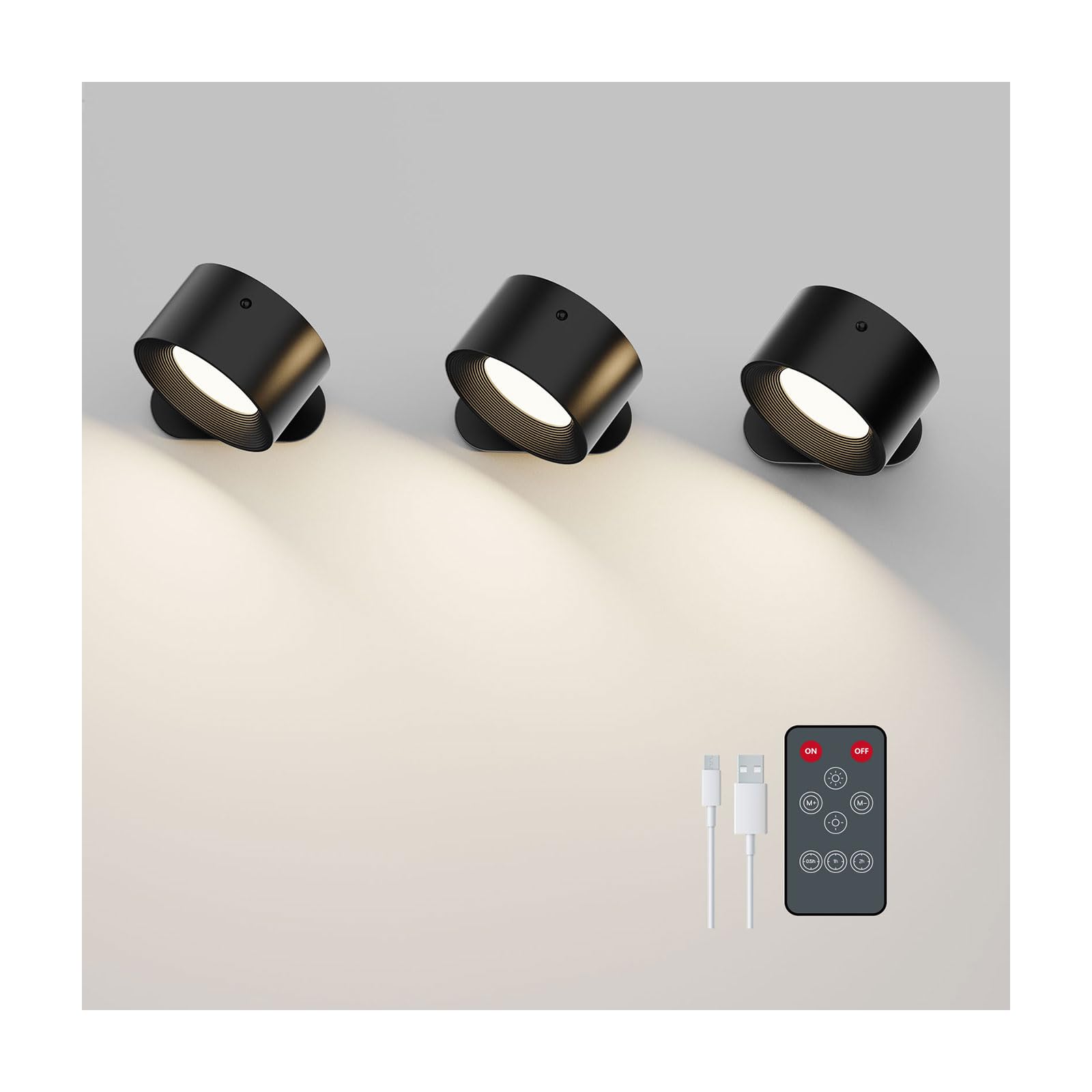 Koopala wall sconce full product view highlighting cordless design and triple-pack setup.