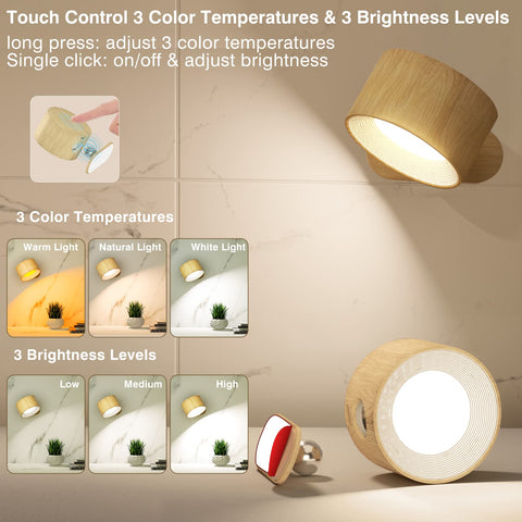 Koopala LED sconce with 360° magnetic ball for flexible direction