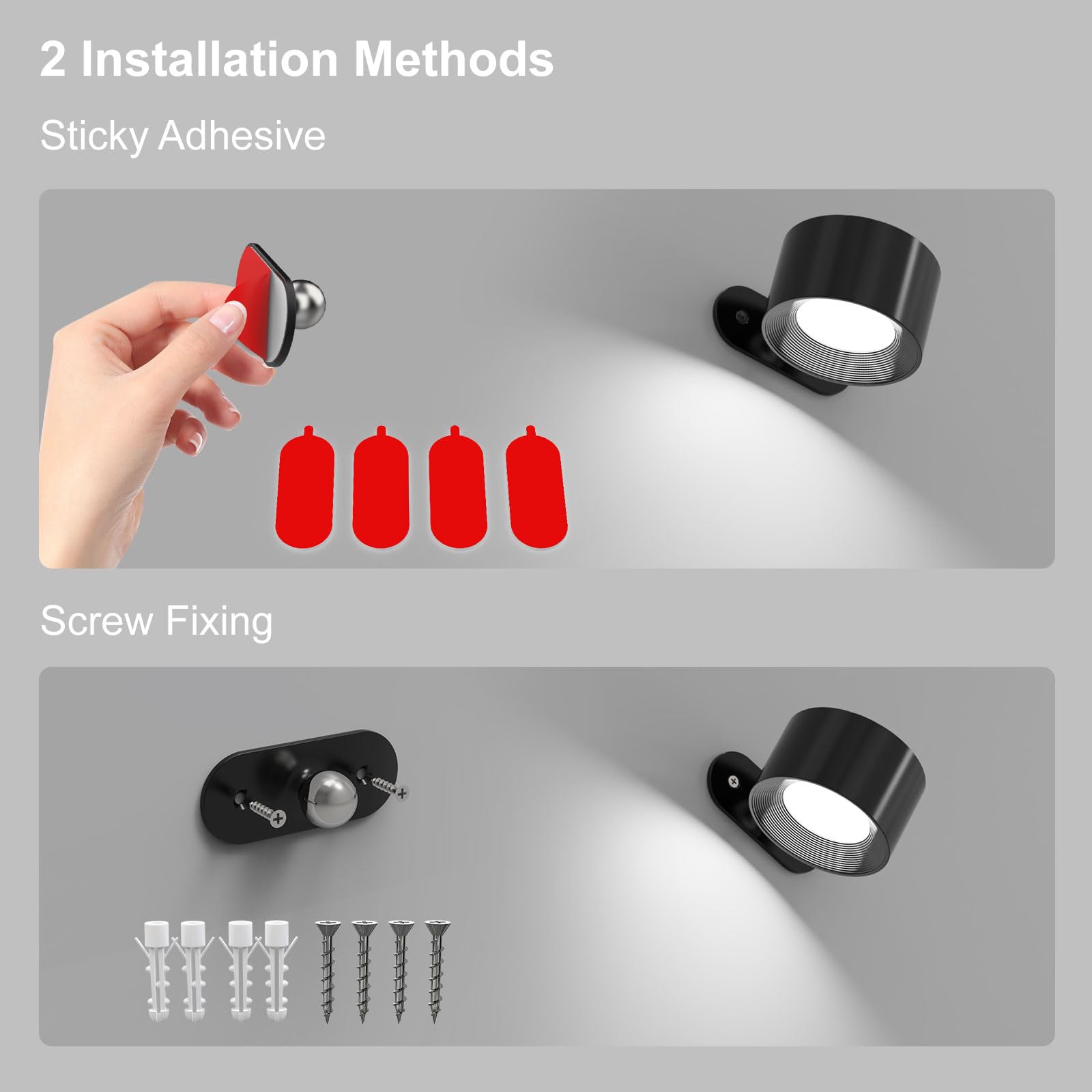 Koopala dimmable wall lamp displaying 3 brightness levels