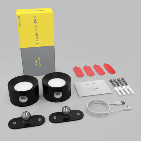 Koopala wall lamp mounting options with adhesive and screws