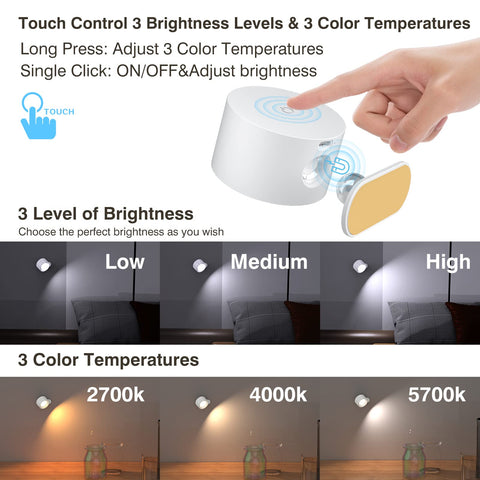 Koopala cordless wall light powered by a rechargeable battery for long use
