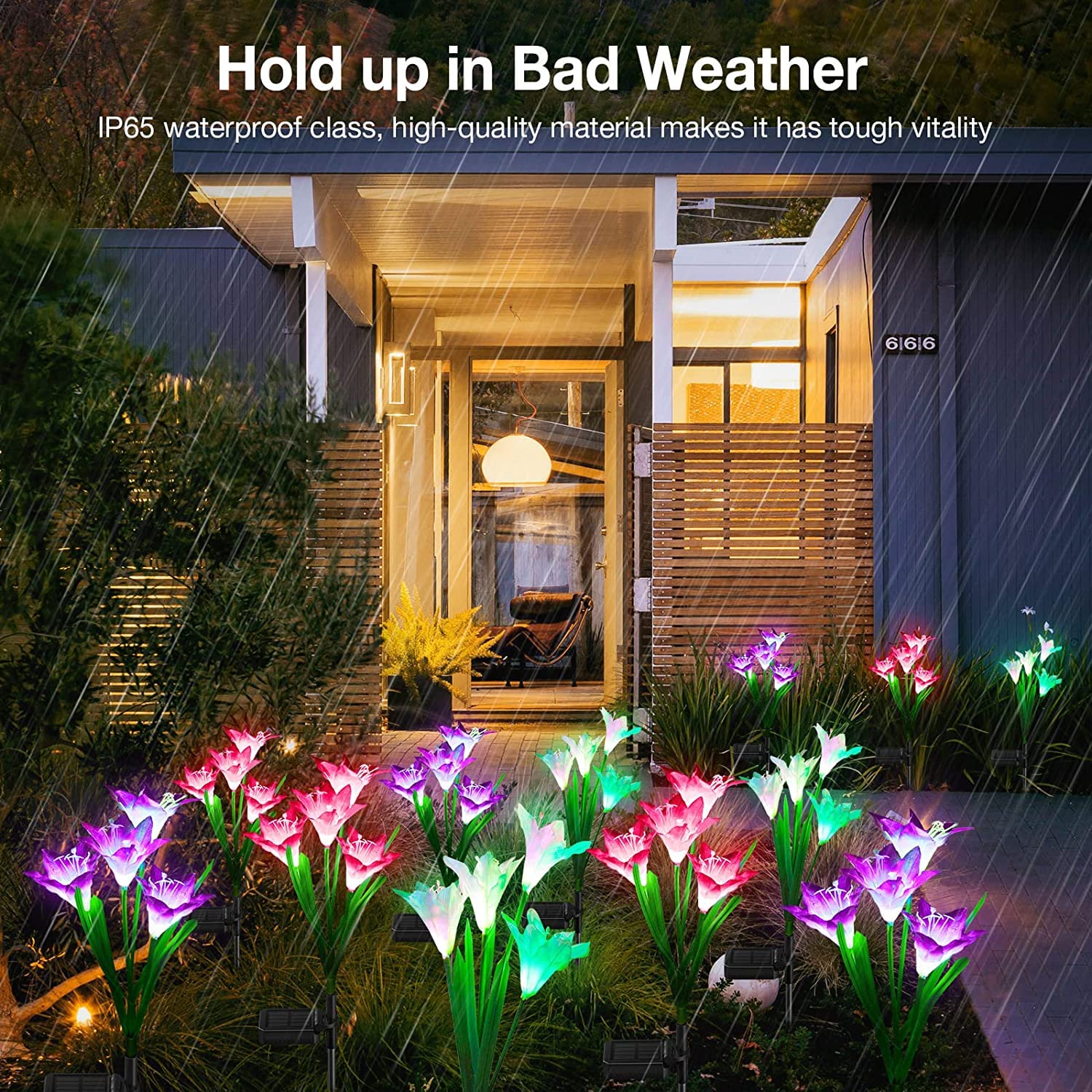 KOOPER lights changing through 7 colors to set different moods outdoors.