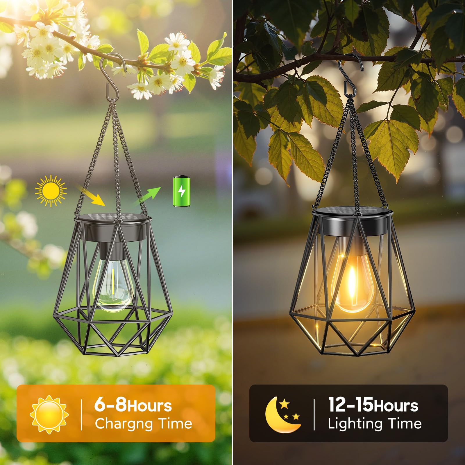 KOOPER diamond hanging lantern above a patio lighting cozy evenings