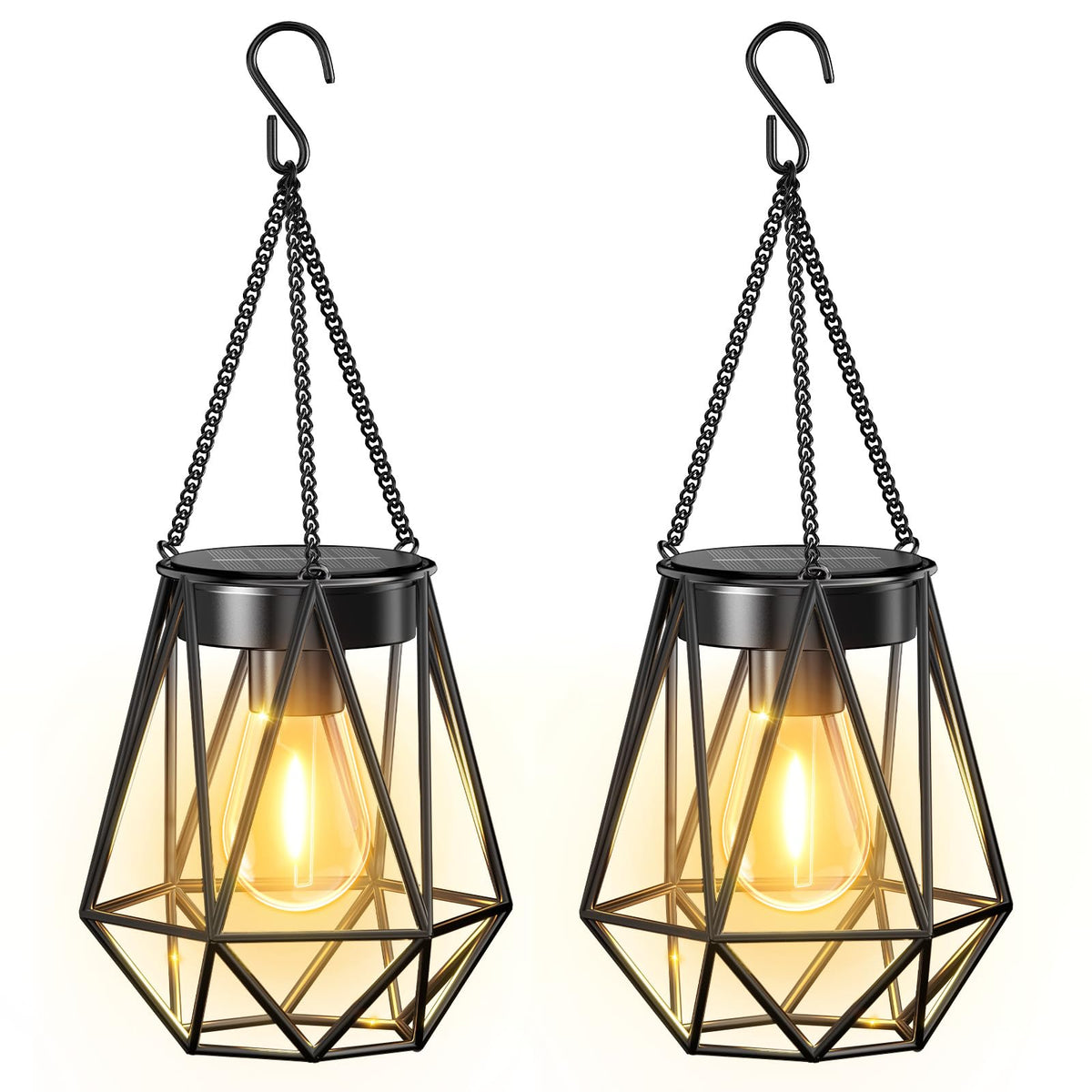 KOOPER diamond hanging lantern on a tree provides warm outdoor ambiance