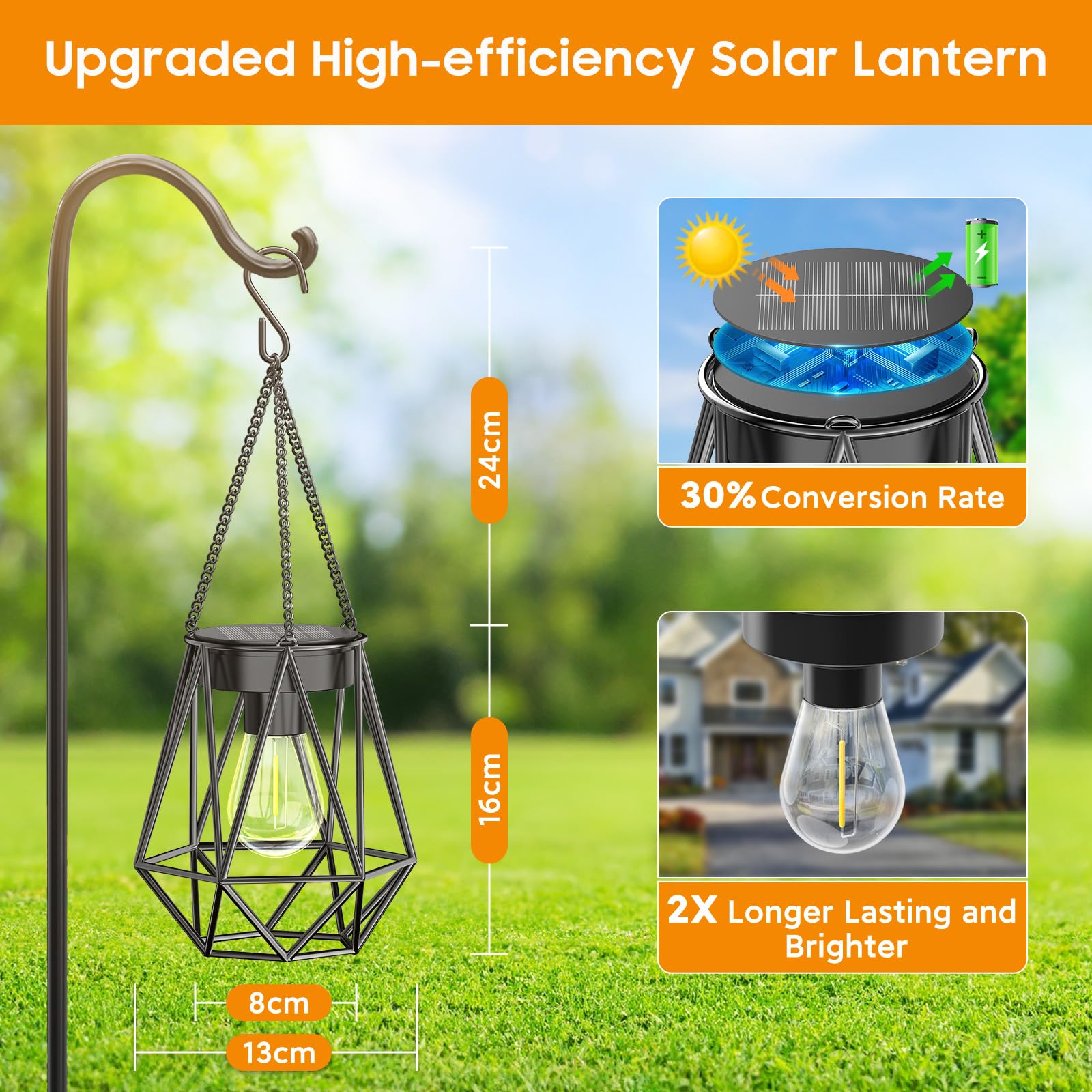 KOOPER diamond lantern brightening yard decor with weatherproof design
