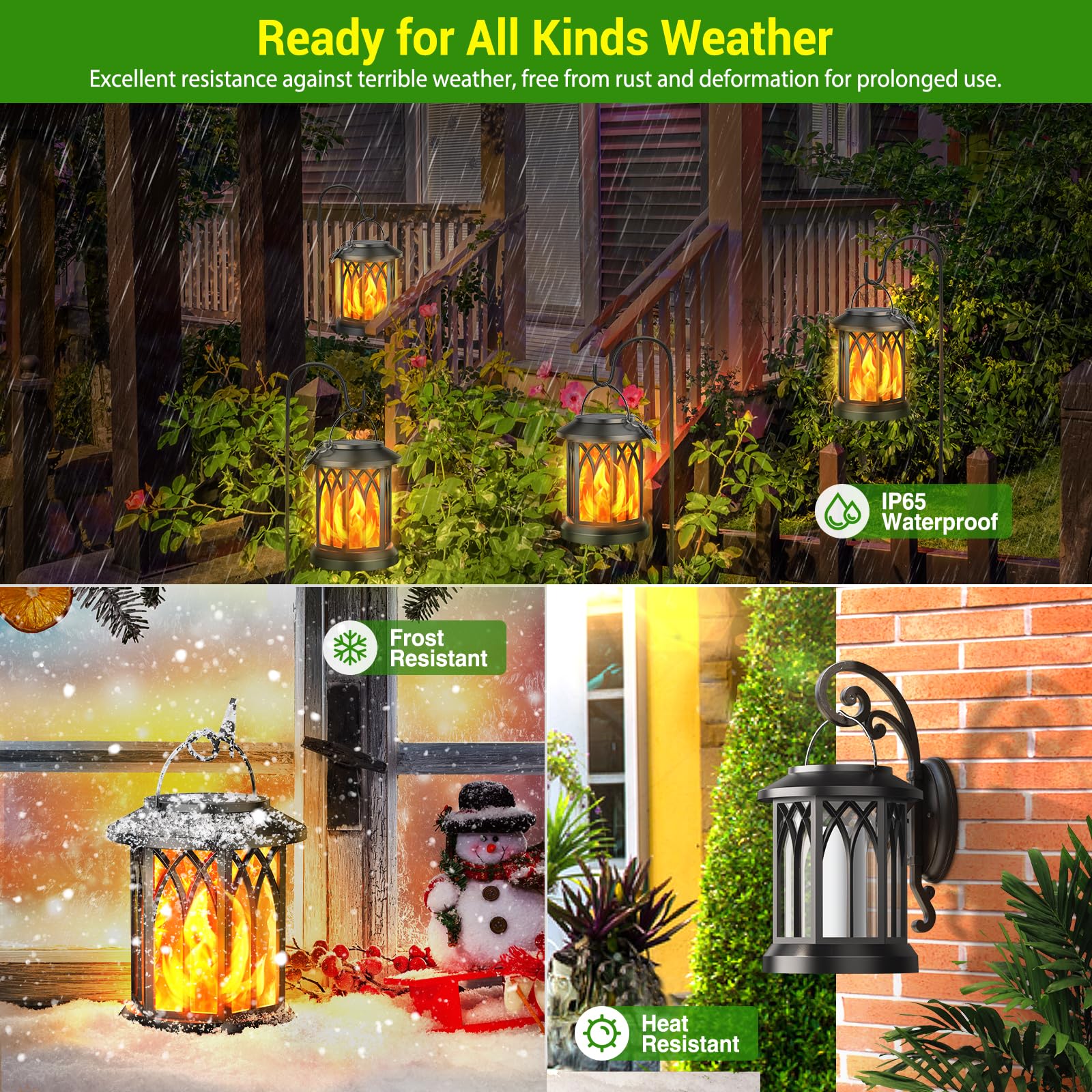 KOOPER auto on/off lanterns light at dusk for hands-free evenings.
