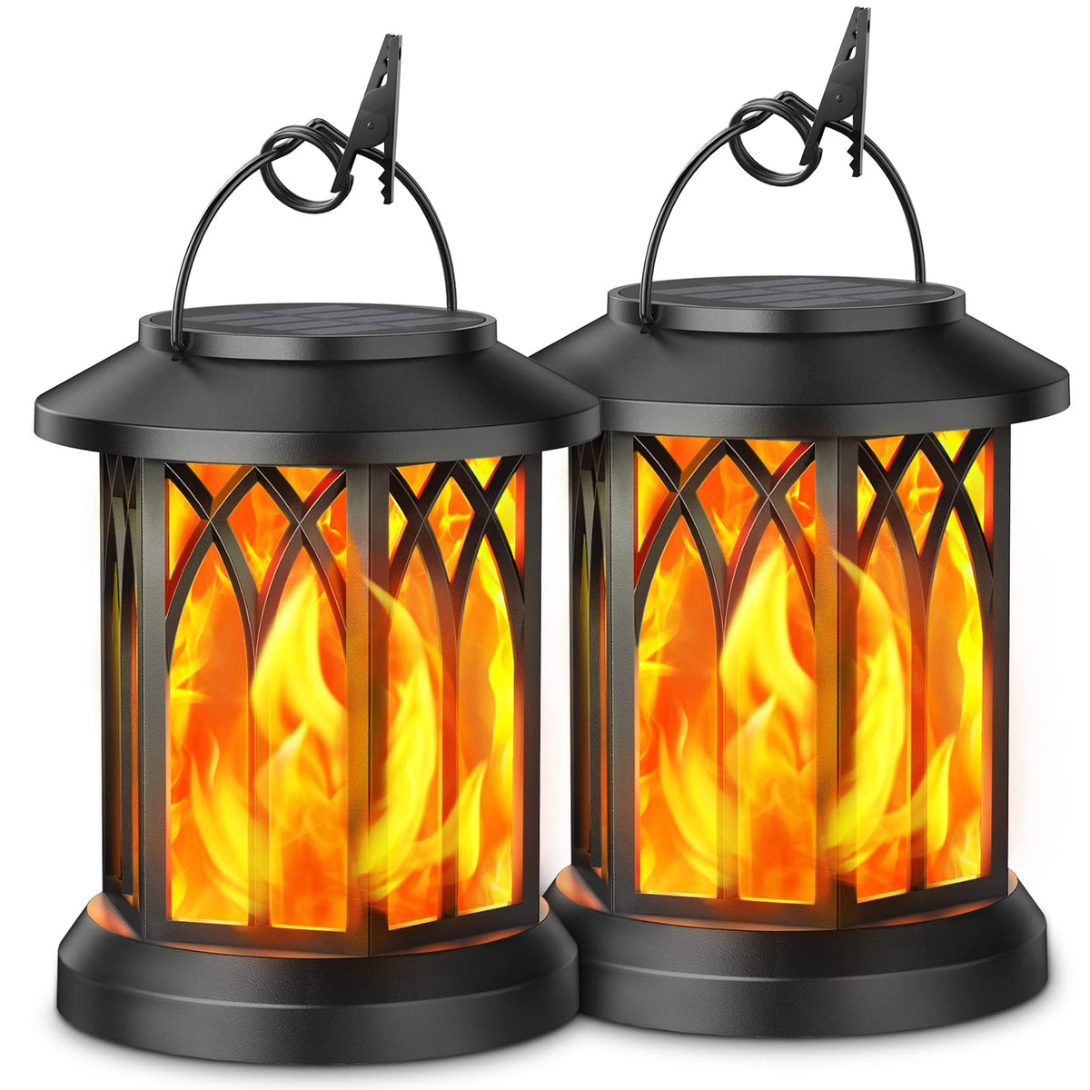 KOOPER Hanging Solar Lantern with dancing flames for elegant outdoor ambiance