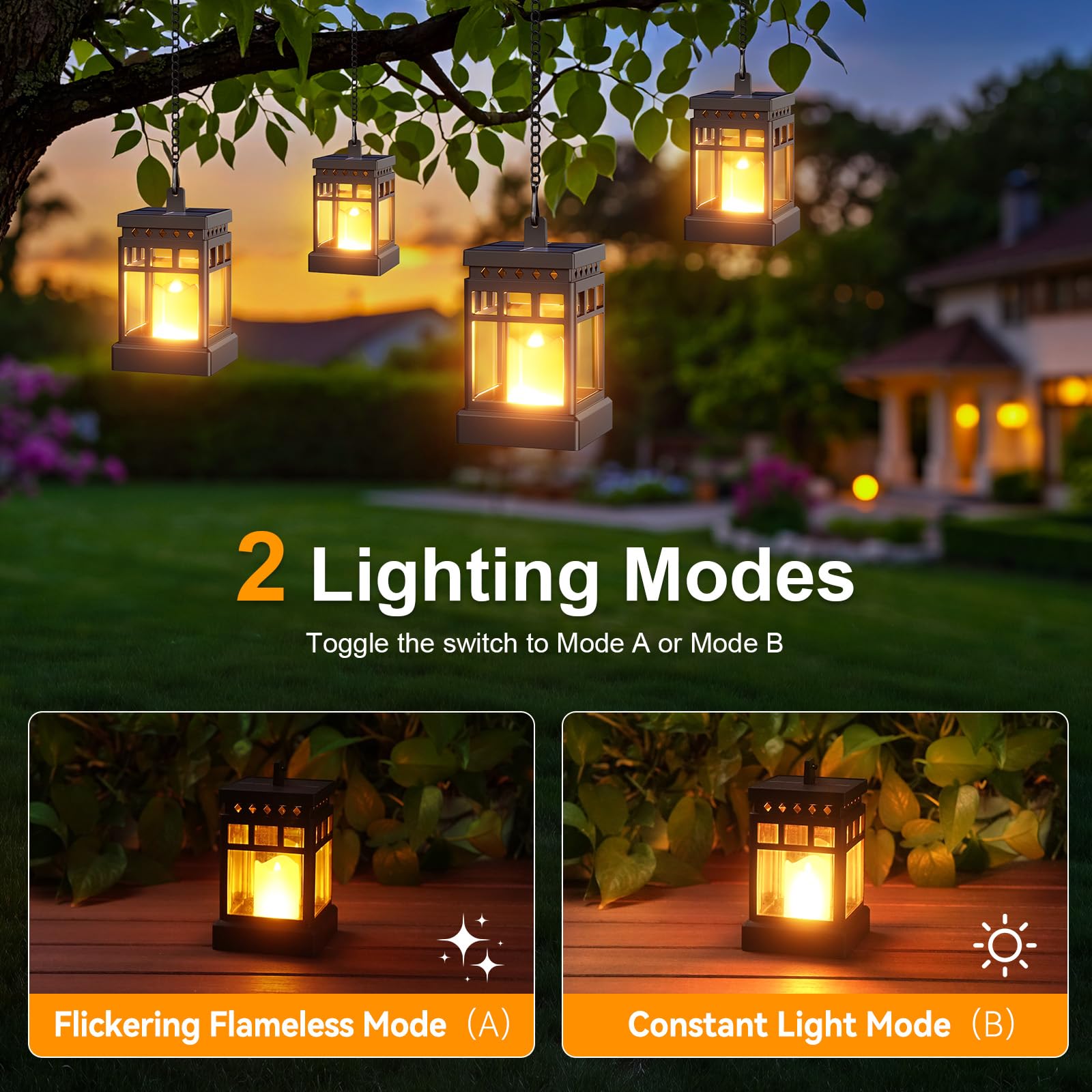 KOOPER solar lantern with flickering candle effect for warm patio ambiance