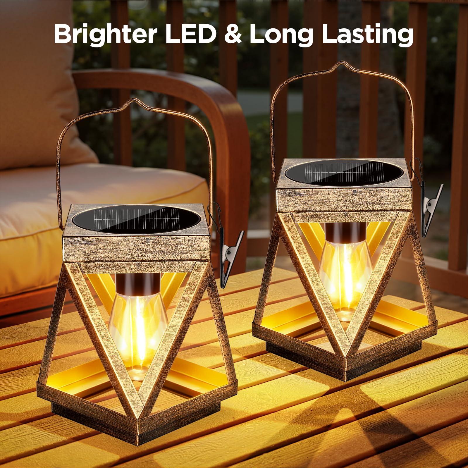 KOOPER weatherproof lantern with sturdy hook withstands rain and wind.