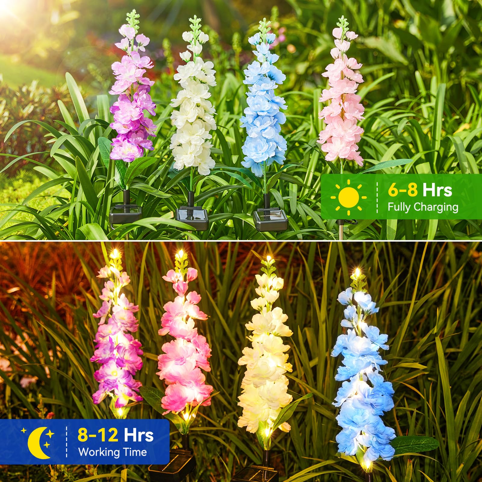 KOOPER delphinium off-white solar light creates subtle day and night ambiance